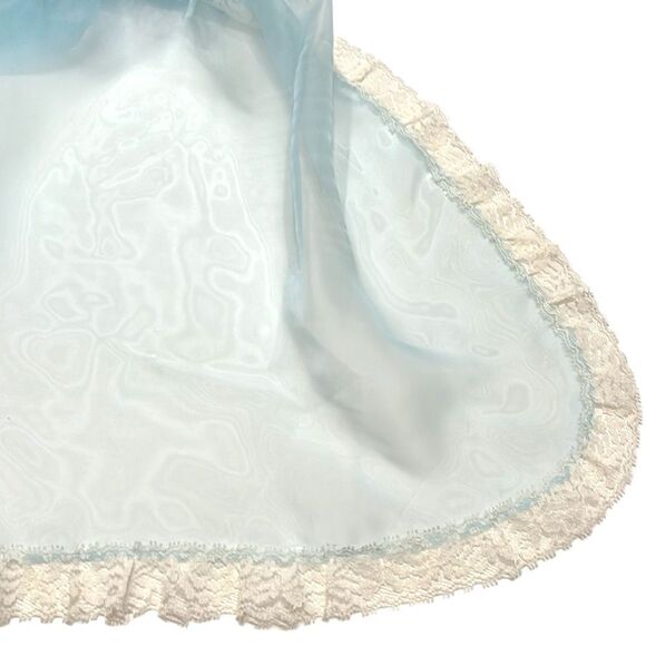Vintage Apron Light Blue Sheer Lace Front Pocket Tie Back Feminine Pin Up - Picture 4 of 6